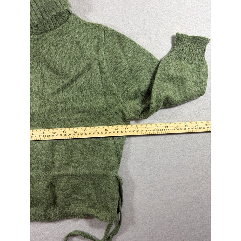 Vintage Medallion Women's Green Wool Kid Mohair Sweater Cottagecore Small - Picture 2 of 6